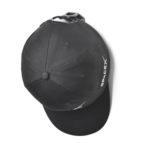 Image of SpaceX Embroidered Baseball Cap - Classic Black Cotton, Adjustable Fit, Unisex Gift for NASA & Space Fans, Includes Wall Hook