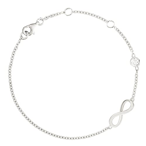 MINUTIAE Infinity Shape Anklet With Solitaire Crystal Diamonds Pa...