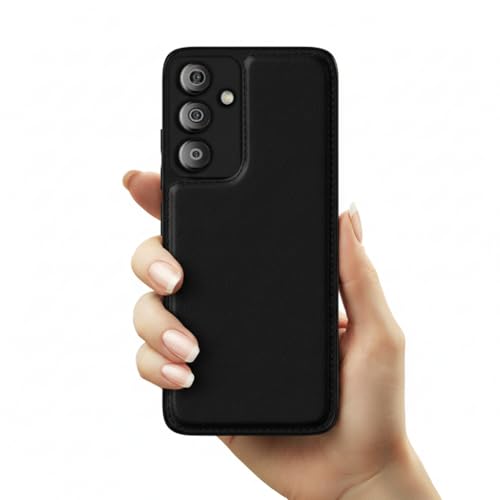 Image of Leather Case for Samsung Galaxy A14 Premium Protective Stylish Slim Cover with Shockproof Raised Edges Black