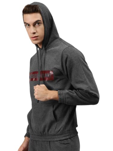 Image of Hubberholme Men's Cotton Blend Brand Printed Hooded Sweatshirt