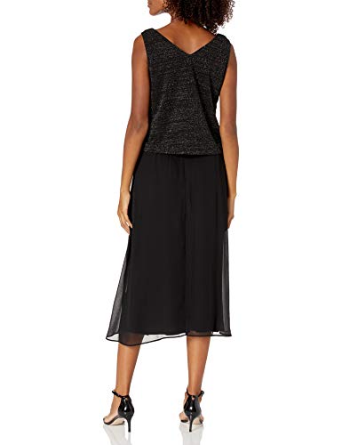 Le Bos Women's Glitter Embroidered Trim 3 Piece Jacket Dress, Black/Silver, 12 #TOP3