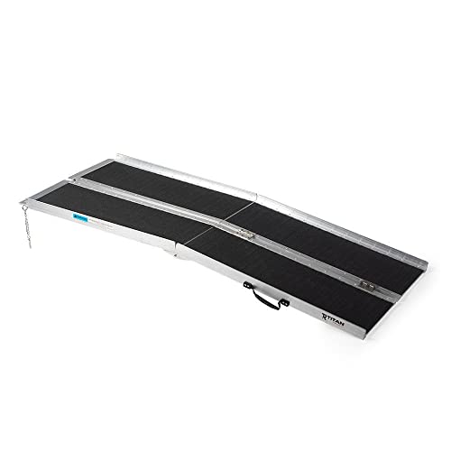 Titan Ramps 6 Ft Multi Fold Breifcase Aluminum Wheelchair Ramp, Rated 600 Lb, Anti-Slip Threshold Wheelchair And Scooter Carrying Loading Ramp #TOP24