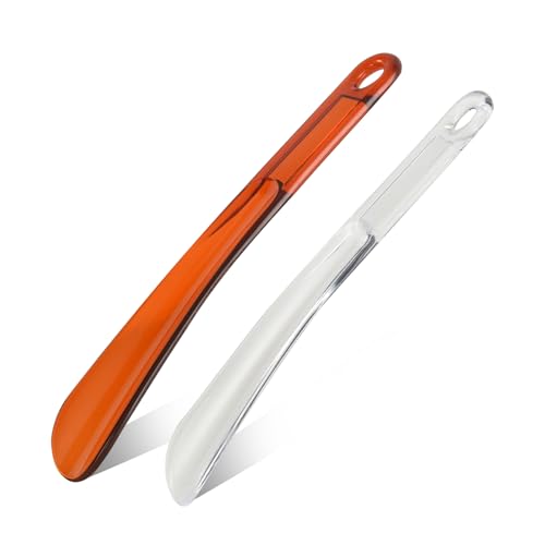 YIZIYAOH 2Pcs Shoe Horns, 9.05 Inch High-toughness Plastic Shoe Horn with Hang Hole, Short Shoe Horn, Lightweight Shoe Helper for Pregnant Woman, Seniors, Men, Kids & Travel Accessories