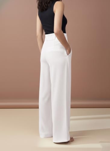 Image of GRECIILOOKS Trousers for Women High Waist | Wide Leg Trousers | Office Wear Pleated Korean Pants for Women's | Elegant Formal Pants