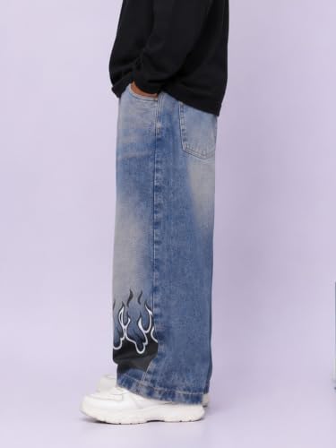 Image of KiddoPanti Boys Baggy Jeans | Stretch Denim Wide Leg Jeans | Elastic Waist Casual Denim Pants | Cotton Blend Loose Fit with 4 Pockets | Kids Street wear | 2-14 Years
