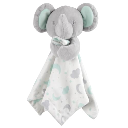 Image of Baby Essentials Minky Animal Snuggler Lovey Blanket for Kids, Babies, Boys, Girls, Gender Neutral Security Blanket with Stuffed Animal (Moonlight Elephant)