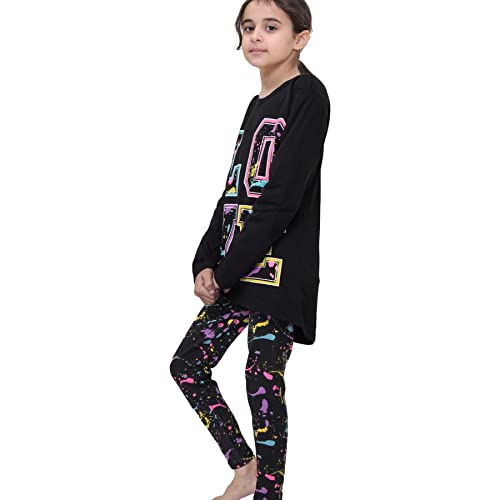Image of A2Z 4 Kids Girls Love Crop Top T-Shirt And Splash Fashion Leggings Girls Pants Kids Outfit Sets Age 5-14 Years