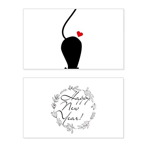 Tarjeta conmemorativa de Año Nuevo con diseño de gato y corazón para amantes de las mascotas