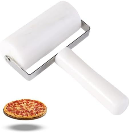 Koville Small Marble Rolling Pin Pizza Roller, Natural Marble Pastry Roller Non-Stick T-Type For Making Pizza Dough And Tortillas, Dough Roller For Pie Crust, Cookie, Pasta (Namib Fantasy White)