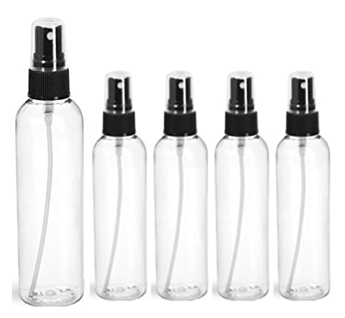 4 pcs 50ml 1 pcs 100 ml Empty Small Spray Bottle, Clear Plastic Fine Mist Mini Spray Bottle for Travel, Cleaning, Essential Oils, Perfume -Black-image-42