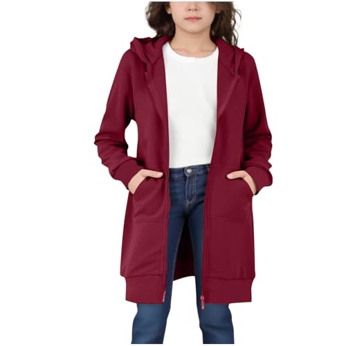 Girls Zip up Hoodies Long Tunic Sweatshirt with Pockets Casual Fleece Lined Hooded Top Oversized Fall Hoodie Jacket2
