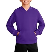 Haloumoning Boys Fashion Hoodies Kids Long Sleeve Hooded Sweatshirts with Kangaroo Pocket 5-14 Years Dark Purple