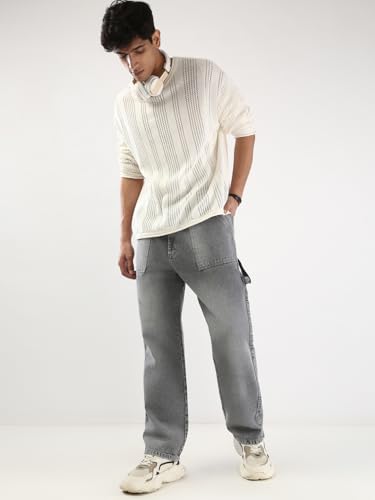 Image of Urbano Fashion Men's Loose Baggy Fit Cargo Carpenter Jeans with 6 Pockets Non-Stretchable