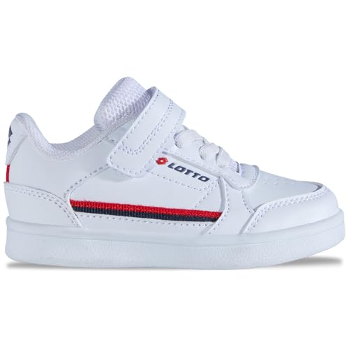 LOTTO Nandu M Zapatillas Unisex para niños, Color Blanco/Rojo, Talla 27 EU, Color Rojo Blanco., 27 EU