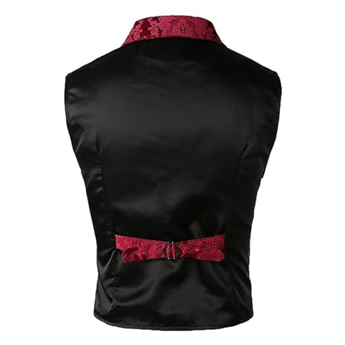 Mens Steampunk Gothic Waistcoat Paisley Floral Victorian Vests Notched Lapels Tuxedo Wedding Vest Suit3