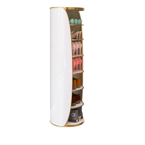Rotating Shoe Rack Tower, Rotating Shoe Rack, Shoe Organizer, Portable Shoe with Door, Closet Handbag Display Rotate Organizers, High Shoe Rack(32 * 120cm/12.6 * 47.2in)