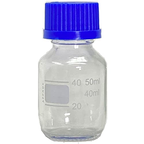Karter Scientific 50ml Glass Round Media Storage Bottles with GL32 Screw Cap, Borosilicate, (Case of 6)