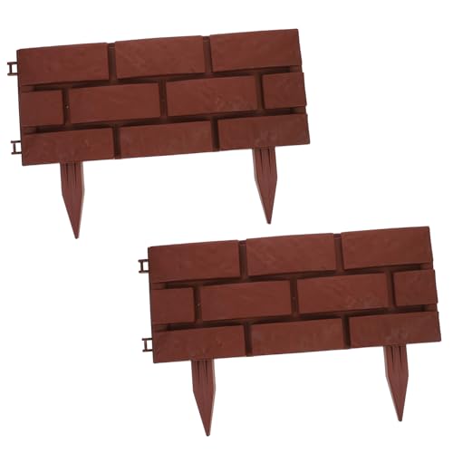 LIFKOME 2個 屋外の庭のフェンス ストーン風エッジング 耐候性ガーデンフェンス パスの境界線 マルチの境界線 庭の境界パネル 花壇の縁取り