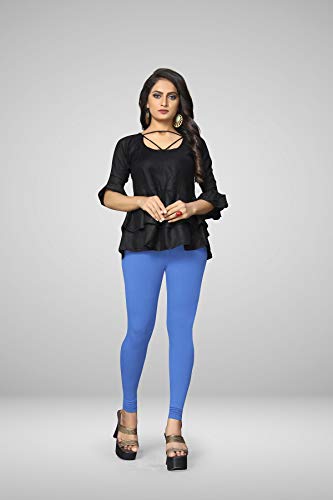 Image of Women's Cotton Skinny Leggings with Ankle Length Solid Pattern Mid Rise and Elastic Closure | Cotton Skinny Leggings for Womens