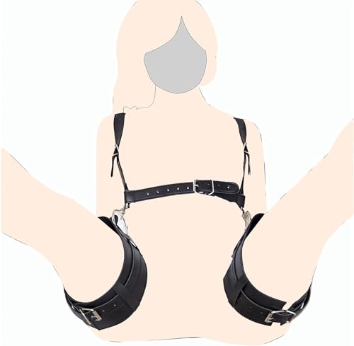 JIANRONG Cinghia di Fissaggio per Mani e Piedi in Pelle a M per Mano e Piedi-Nero