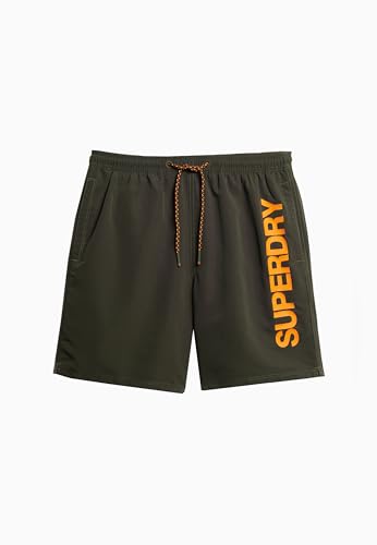 Superdry Herren 17-Zoll-Badeshorts aus recyceltem Material mit Sportgrafik Army Kaki L