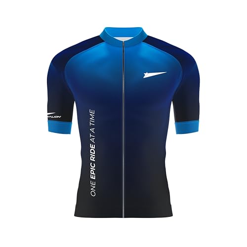 Image of Battalion Bicycle Aero Cycling Jersey | Men's Short Sleeves Cycling Jersey with Reflective Rear Pockets & Power Banded Sleeves | Cycling Wear (Blue /Large)