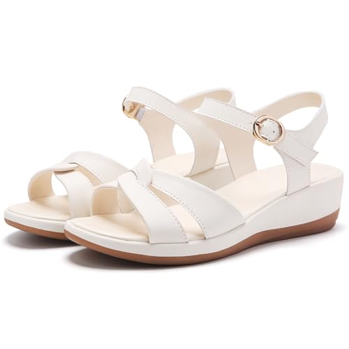 Women's Thick Soled Sandals Comfortable Beach Casual Sandals Rope Ankle Heels Open Toe Wedge Shoes