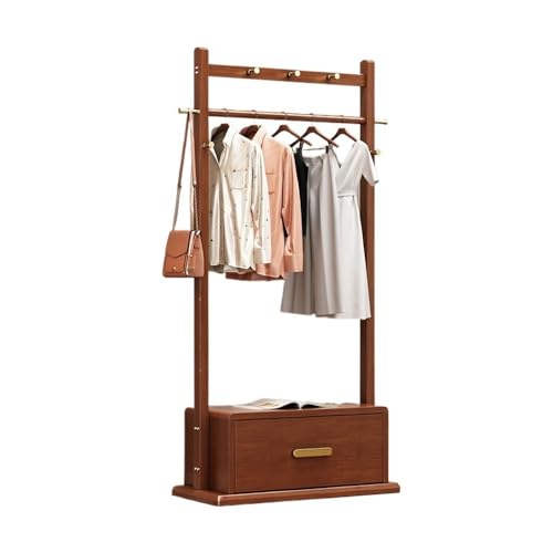 JUNCHENG1008 Perchero Vertical Perchero de Madera Maciza, Estante de pie for Ropa for el hogar y Dormitorio, Armario de Almacenamiento Multifuncional, Simple y Moderno Perchero de pie(Walnut,Grande)