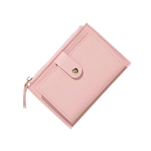 Women Small Wallet Purse Solid Color PU Leather Mini Coin Purse Wallet Credit Card Holder Bags Zipper Coin Purse Coin Purse(Pink)