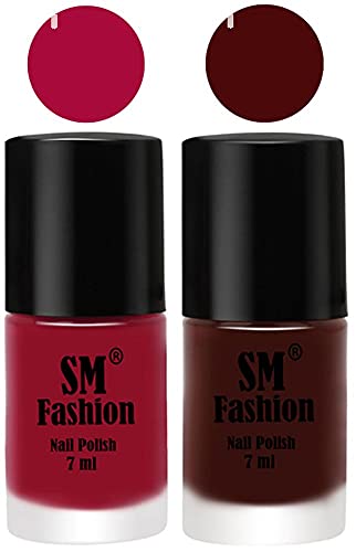 Image of Long Lasting Nail Polish | Nail Paint Combo 7 ml Each) - Set of 2 Raspberry-Wine