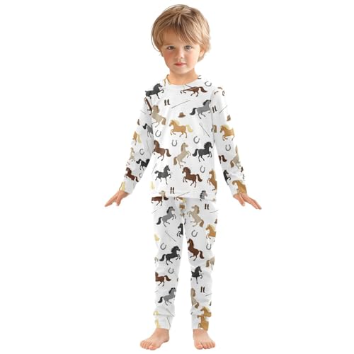 Pajama Sets Long Sleeve Horse Riding Pattern Soft Comfy Sleepwear 2 Piece PJS 3-8T2