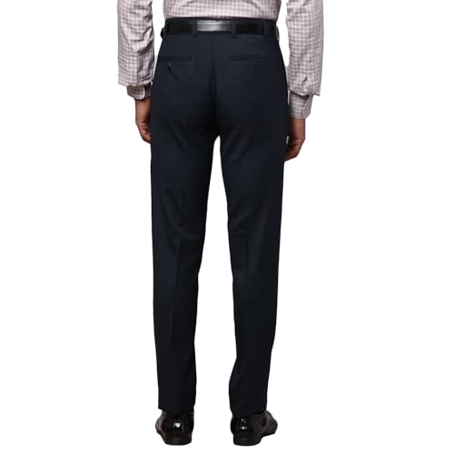 Image of Raymond Men Slim Fit Solid Pattern Poly Viscose Blend Pleatless Formal Trouser