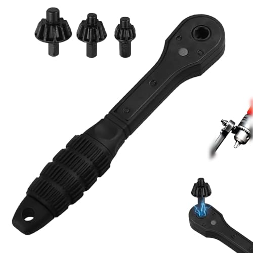 2-in-1 Ratchet Drill Chuck Key Wrench, Chuck Key Replacement Tool for Drill, Universal Interchangeable Fastening Clamping Tool, Compatible with Most Electric Drills and Power Tools