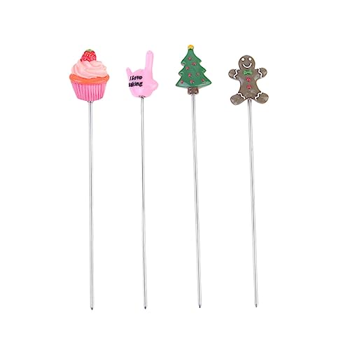 FUNOMOCYA 4pcs Stainless Steel Cake Tester Baking Tool for Cupcake Biscuit Muffin (strawberry Cake Hand Xmas Tree Snowman)