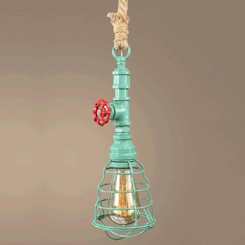 Suspension tuyau d'eau vintage et corde de chanvre pour éclairage de bar et salon rustique