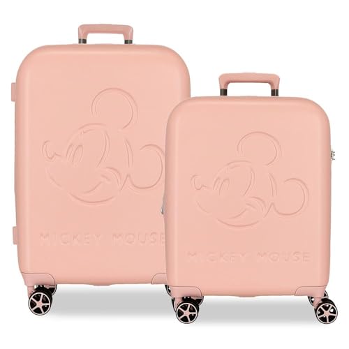 Disney Topolino Good Trip Set di valigie rosa 55/70 cm Rigido 5,65 kg Chiusura TSA ABS 5,65 kg 136,61 L estensibile bagaglio a mano, Rosa, Taglia unica, Set di valigie