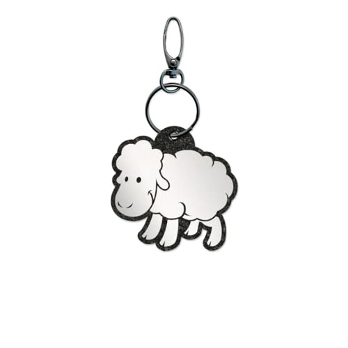 Reflexy Colgante reflector de ovejas de cómic mullido, fieltro reciclado para peatones, colgante de oveja, oveja, oveja, cordero, animal, lana, mullido, cómic, oveja, oveja, pastor