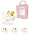 Bakepacker Auto-pop up Individual Cupcake Boxes with Window 25 Count Pink Single Cupcakes Box 3.7 x 3.7 x 4.3inch Cupcake Carrier