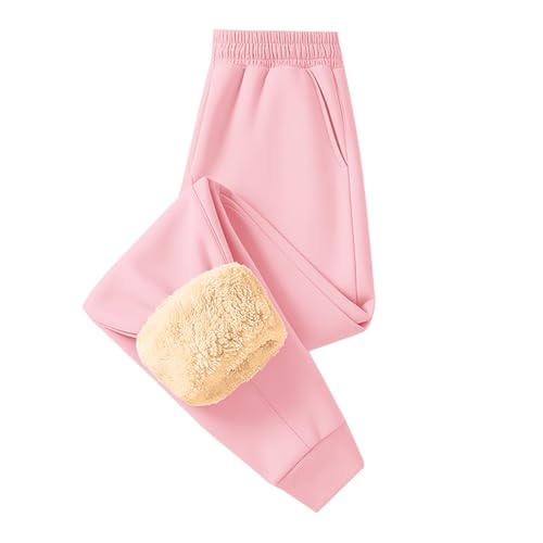 Teen Boys Sherpa Lined Sweatpants Solid Color Thermal Cozy Soft Padded Cotton Pants Girls Fall Winter Fleece Leggings