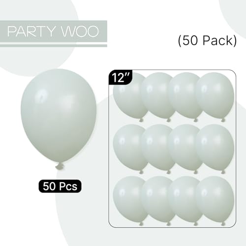 Image of PartyWoo Dusty Green Balloons 50pcs Sage Olive Eucalyptus Green Boho Color