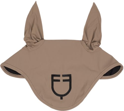 Ridsport keps i stretch tekniskt tyg full logotyp, brun