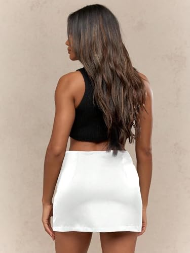 Skirts for Women, A-Line Satin Bodycon Mini Skirt Business Casual3