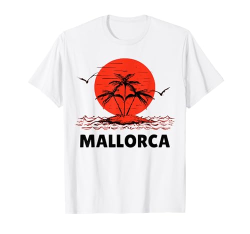 Mallorca. 80s Palm Sunset. Tropical Beach Summer. Camiseta