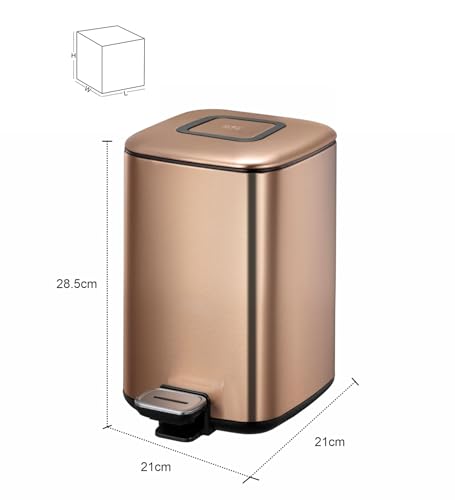 Image of Obsessions Fingerprint Resistant Step Dustbin with Liner, 6 Litres, Bronze Copper