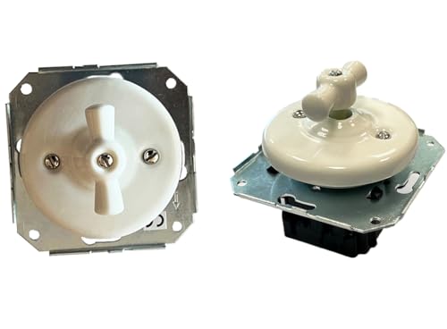 Conmutador empotrable lazo, porcelana blanca, diseño elegante, ideal para controlar luces y mejorar la decoración de espacios interiores.