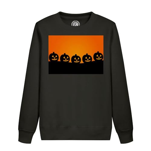 Sweatshirt Halloween enfant citrouilles effrayantes orange pour la chasse aux bonbons