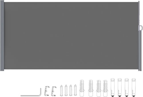 YODOLLA Store latéral 300x180 cm, Brise-Vue Extensible Pare-Soleil, Pare-Vent, Brise-Vue Pliable Étanche pour Jardin Balcon & Terrasse (Gris Foncé, 3×1,8m)