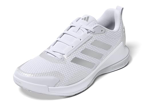 adidas Women's Novaflight 2 Indoor Sneaker, White/Silver Metallic/White, 11