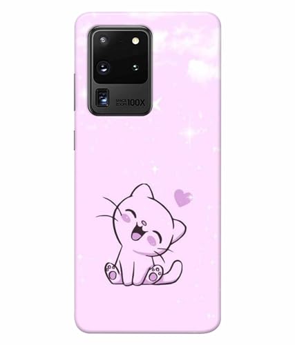 Image of Printed Hard Back Case Cover & Compatible for Samsung Galaxy S20 Ultra | Cute Cat Vector (Multicolor) - D1189