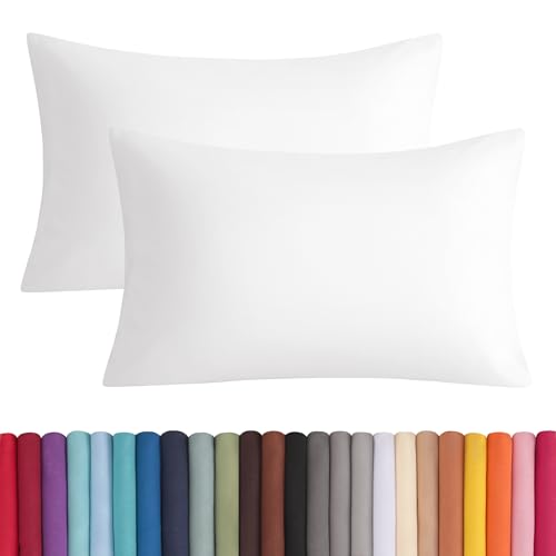 BEDSUM Microfiber Standard Pillowcases Set of 2 Soft Wrinkle Resistant and Easy Care Pillow Cases (No Pillows) with Envelope Closure for Kids 20x26 inches White